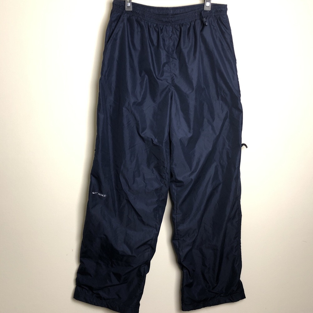 Vintage Y2K Nike Baggy Lined Windbreaker Track Pants Navy Men's XL Gray Tag